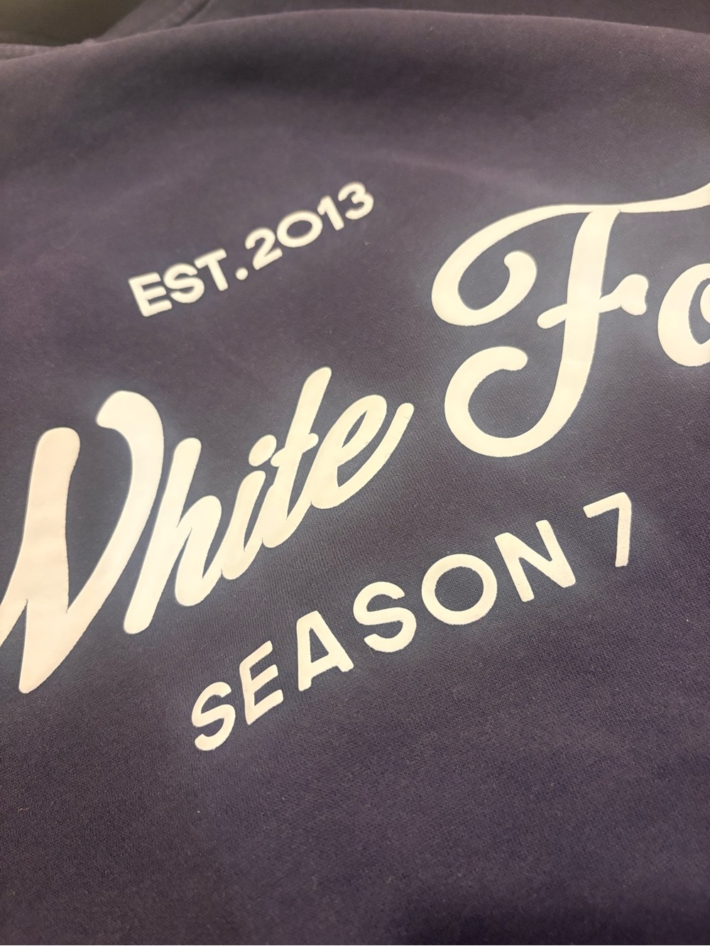 White Fox Boutique Navy Blue Hoodie with Script Logo - Picture 3 of 5